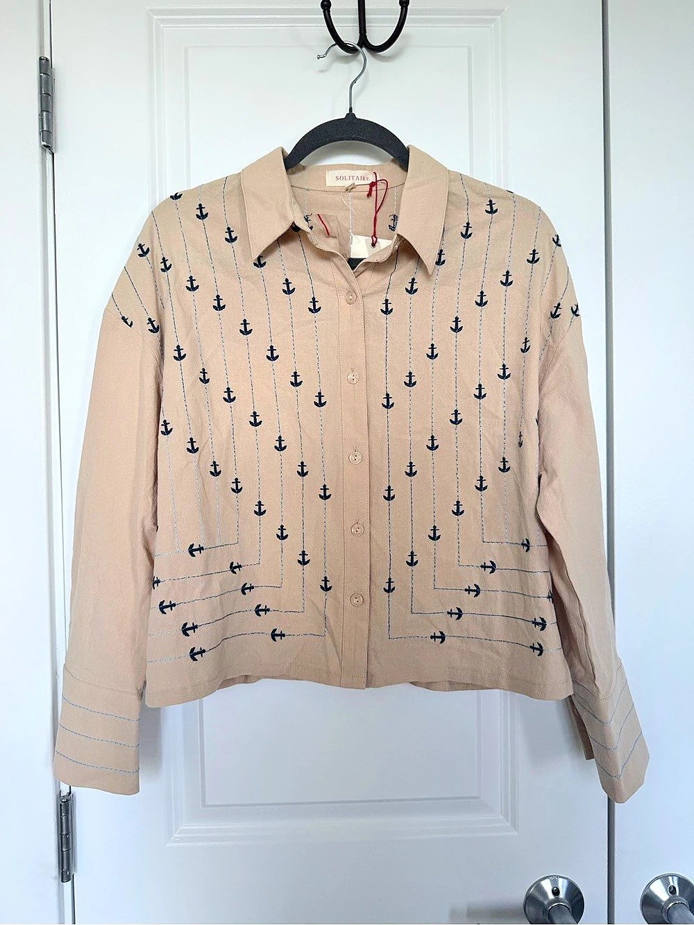 Solitare Anchor Print Button Down Shirt NWT